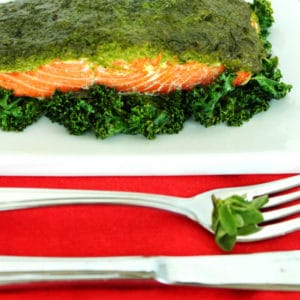 Kale Oregano Pesto Salmon by Jesse Lane Wellness