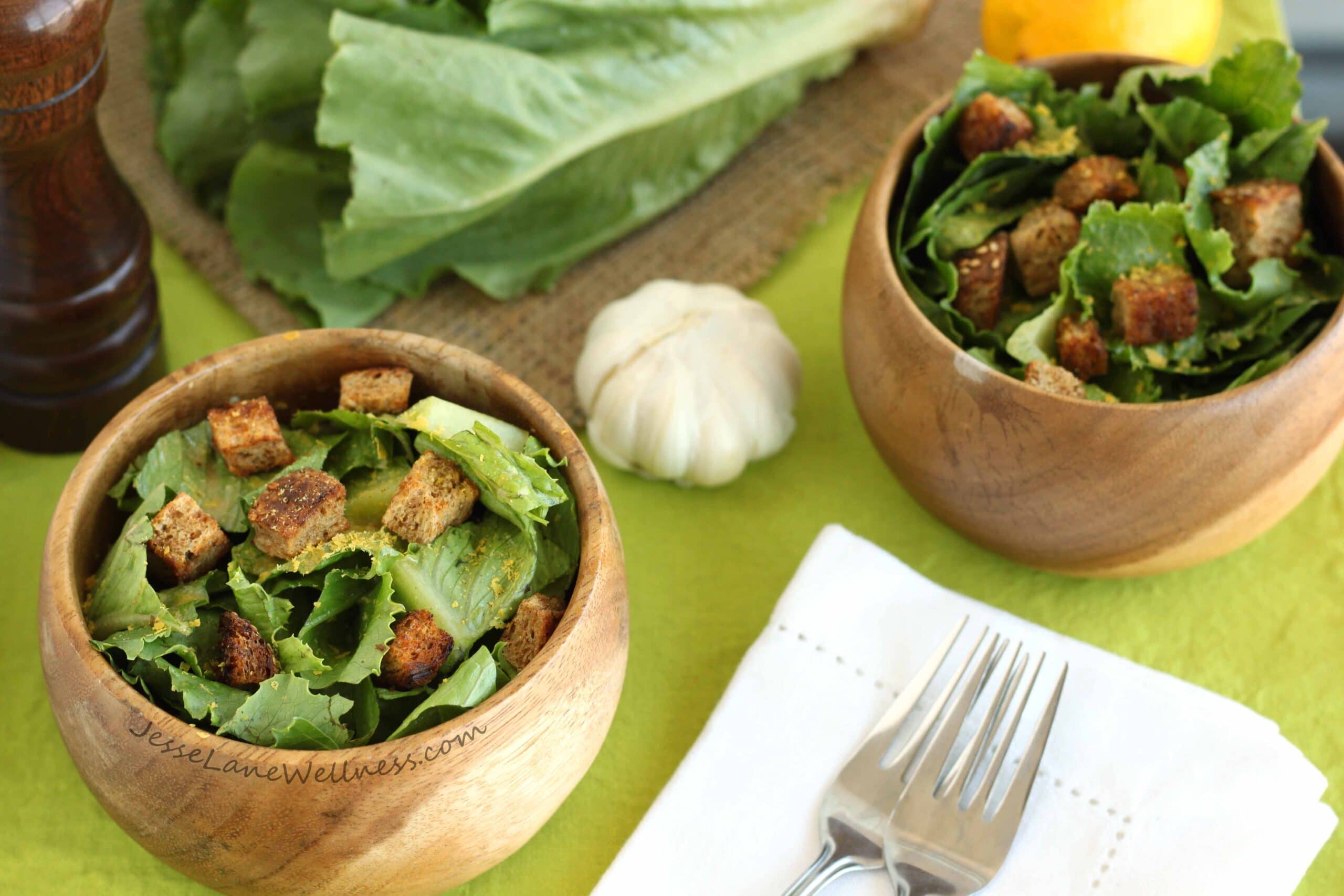 Slimmed-down Caesar Salad by @jesselwellness #salad #caesarsalad