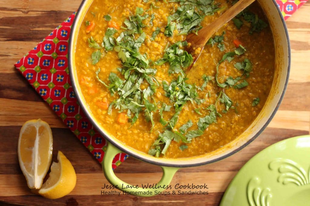 One-Pot Recipes Healthy Homemade Soups and Sandwiches Curry Lentil Soup by @jesselwellness #healthysoup #jlwcookbook