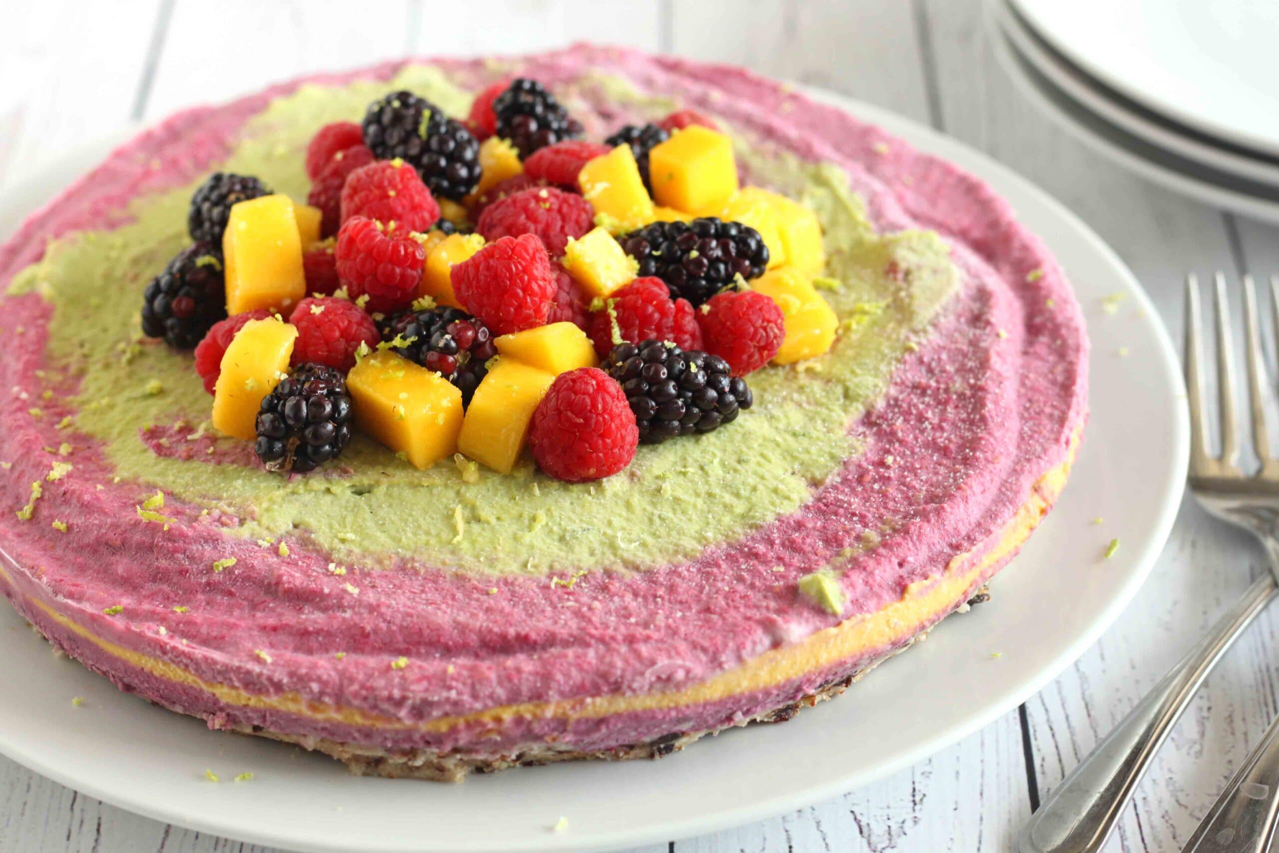 Dairy-Free Rainbow Cheesecake by Jesse Lane Lee