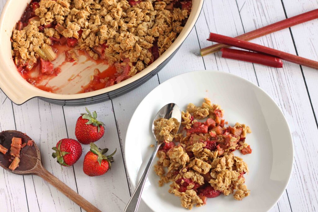 Balsamic Strawberry Rhubarb Crisp Recipe by Jesse Lane Lee