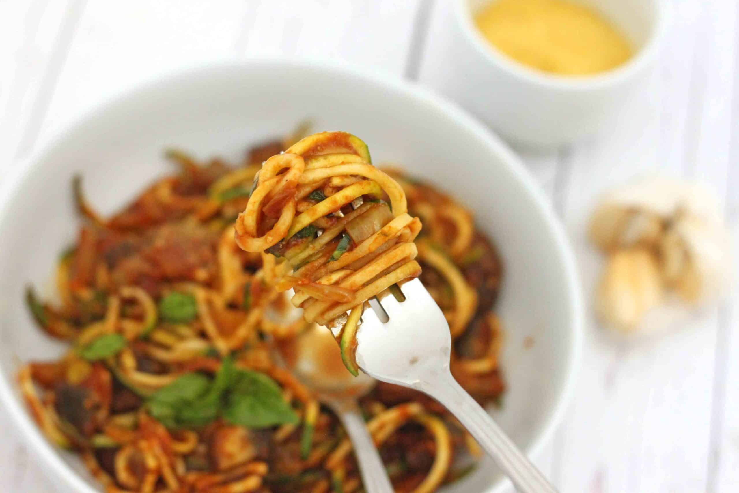 Zucchini Pasta with Tomato and Mushroom Sauce Summer Recipe by Jesse Lane Lee