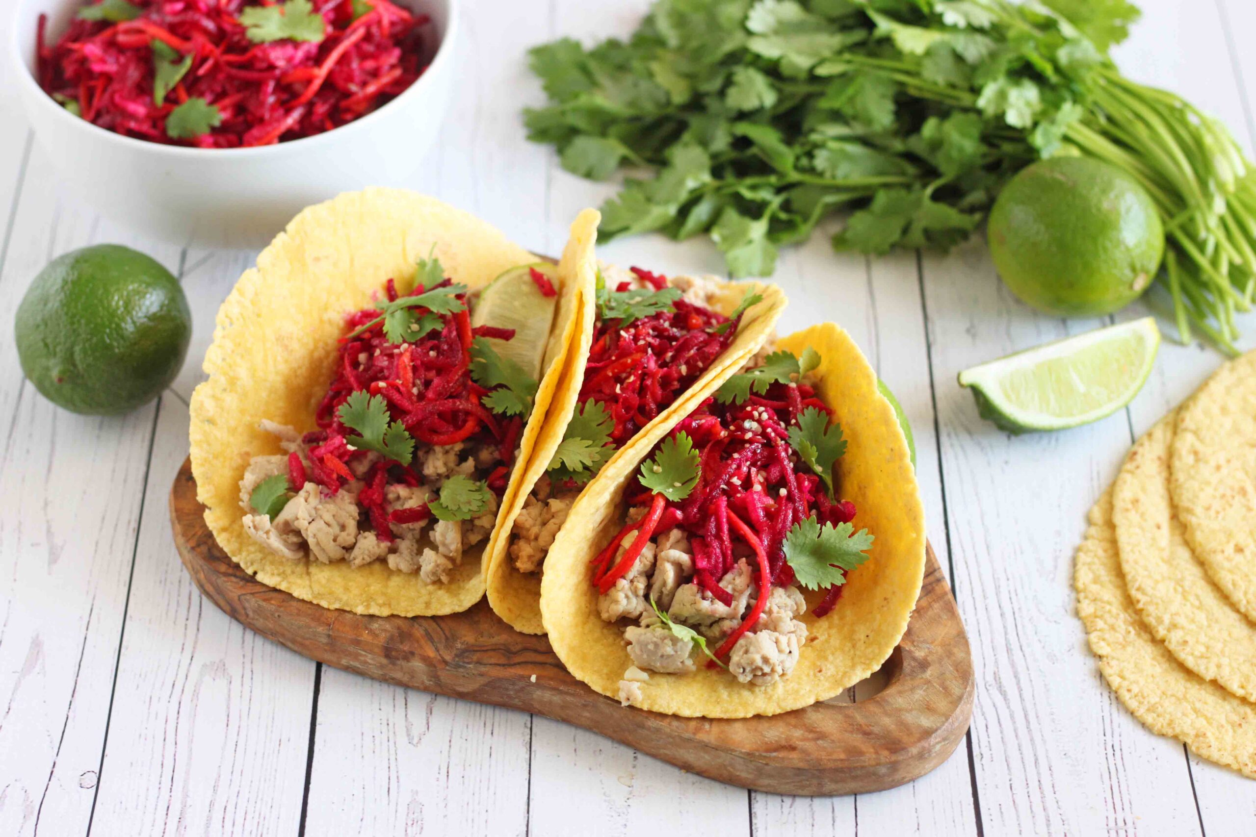 Turkey Tacos with Apple Beet Slaw Recipe by Jesse Lane Lee