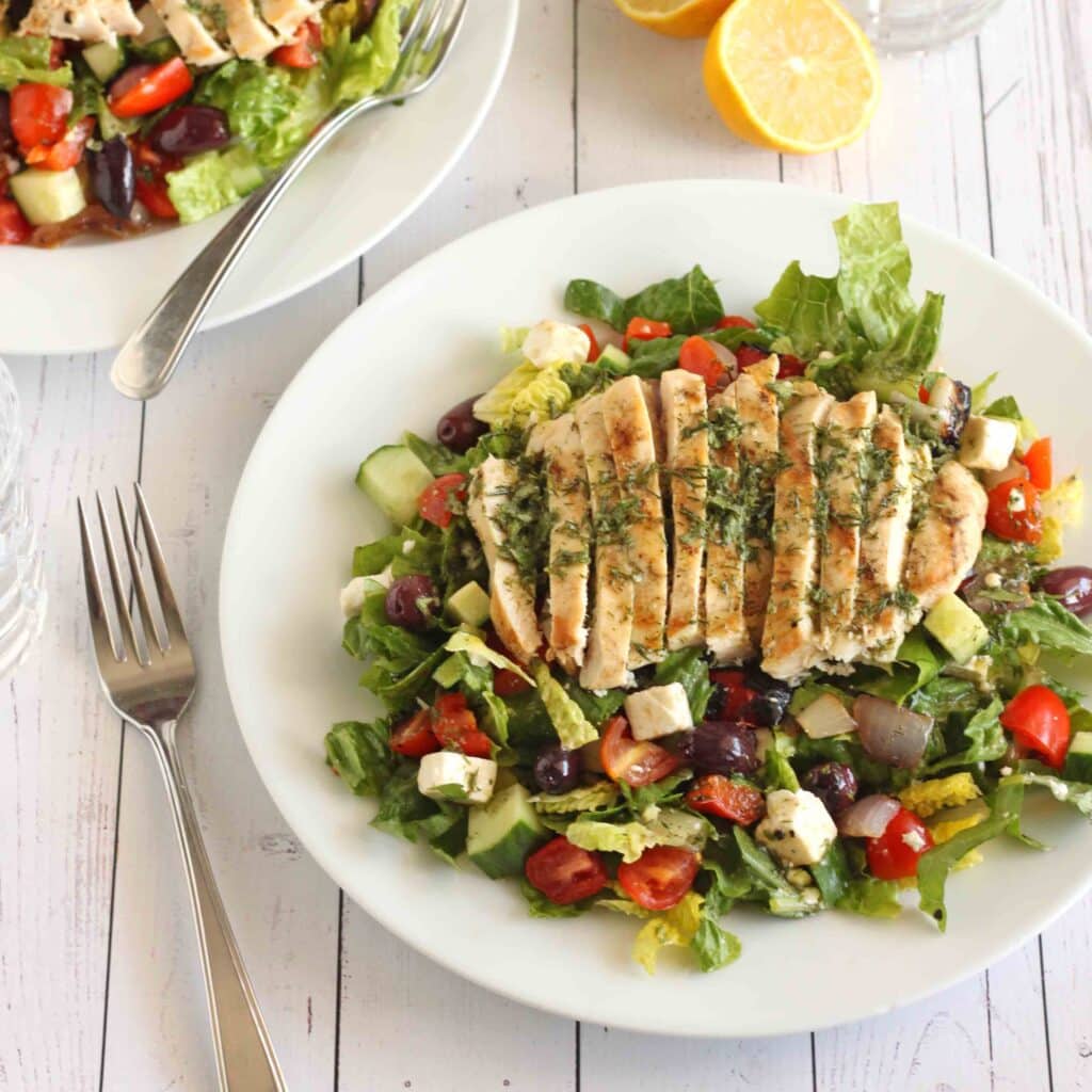 Grilled Greek Salad with Chicken by Jesse Lane Lee