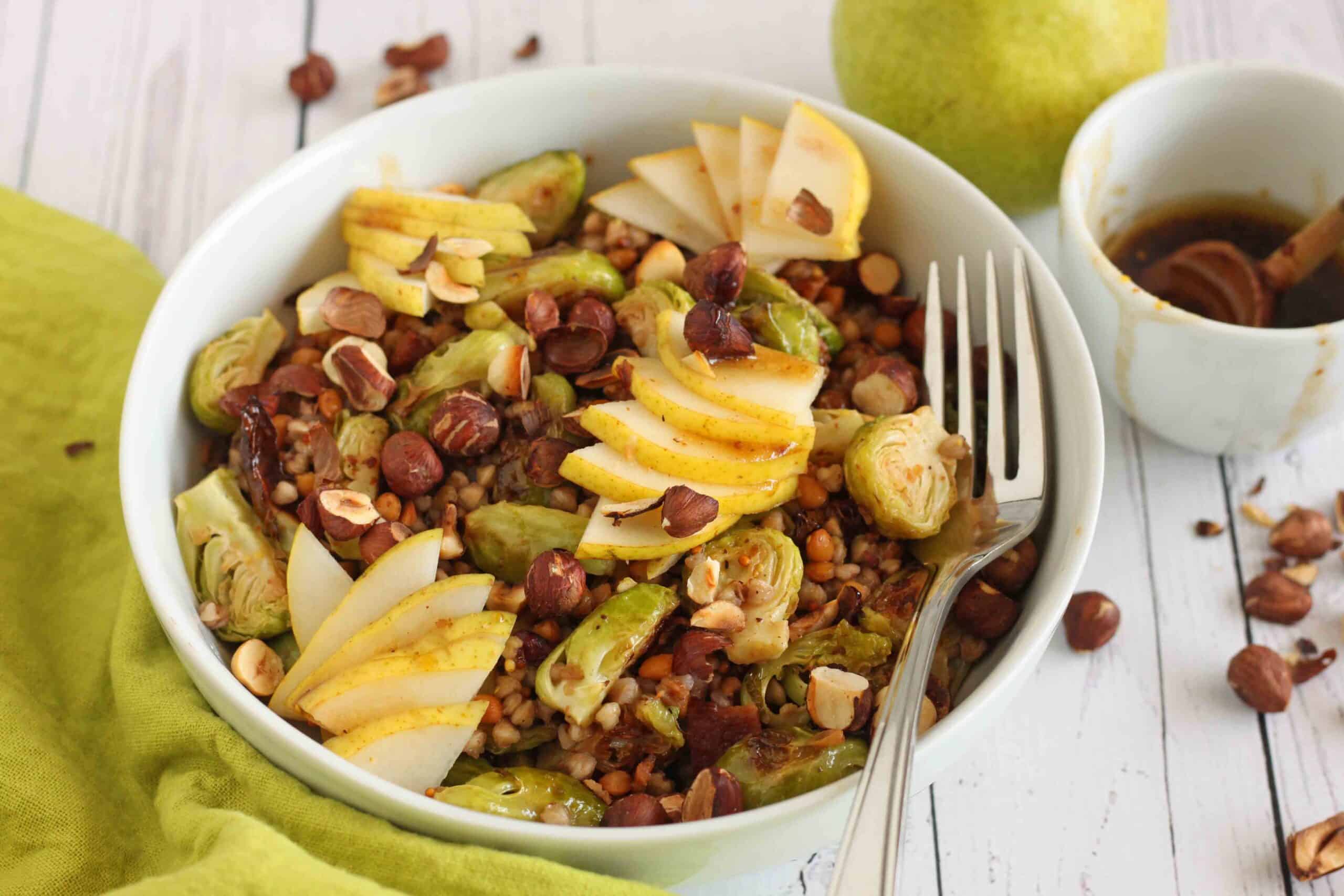 Warm Brussels Sprout Salad by Jesse Lane Wellness