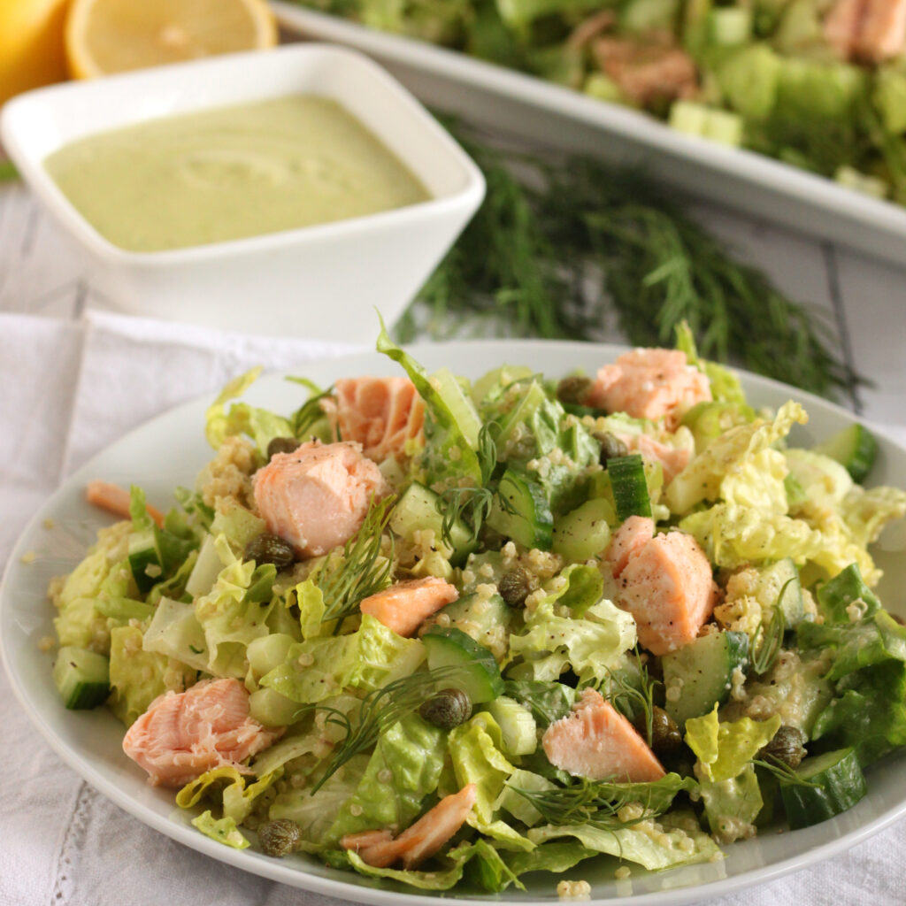 Quinoa Salmon Salad with Creamy Dill Dressing by Jesse Lane Lee Square